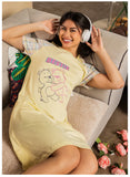 Plain short-sleeved nightshirt with teddy bear print