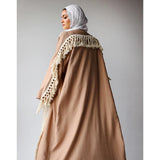 Linen blend tasseled kaftan