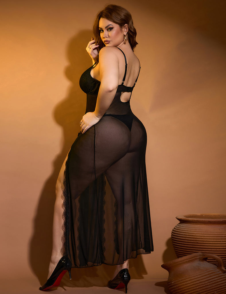 Sexy Egypt Mesh Lace Long Split Nightgown
