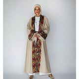 Linen & printed satin kaftan