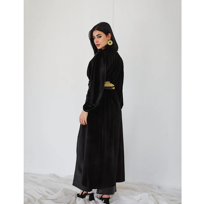 Black velvet wrap cardigan