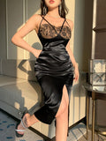 DAZY New Summer Lace Patchwork Sleeveless Long Dress