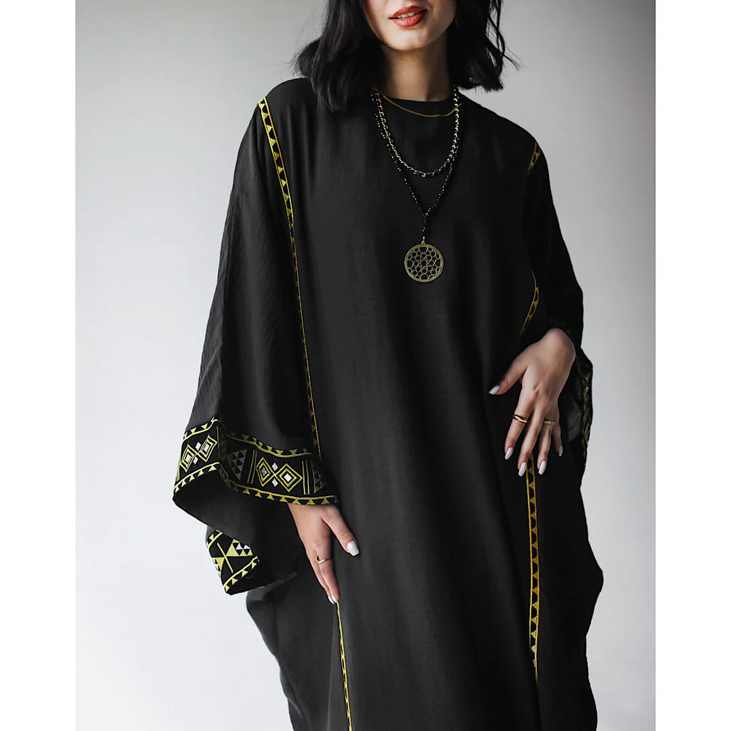 Geometric Bedouin embroidered kaftan