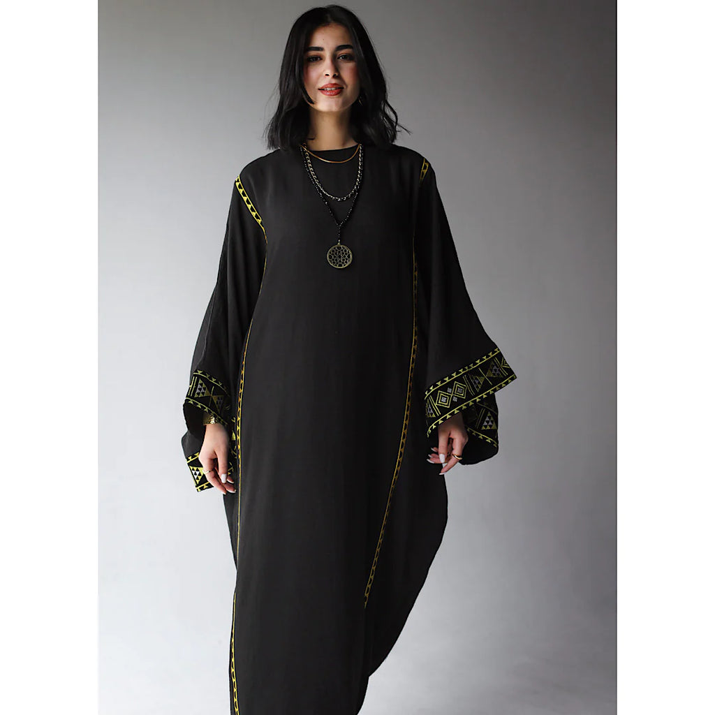 Geometric Bedouin embroidered kaftan