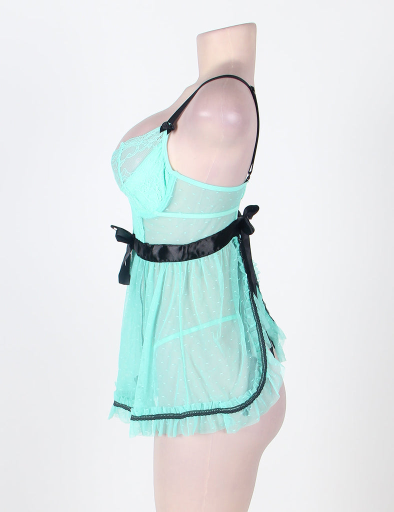 Full Figure Polka Dot Underwire Apron Lingerie Egypt