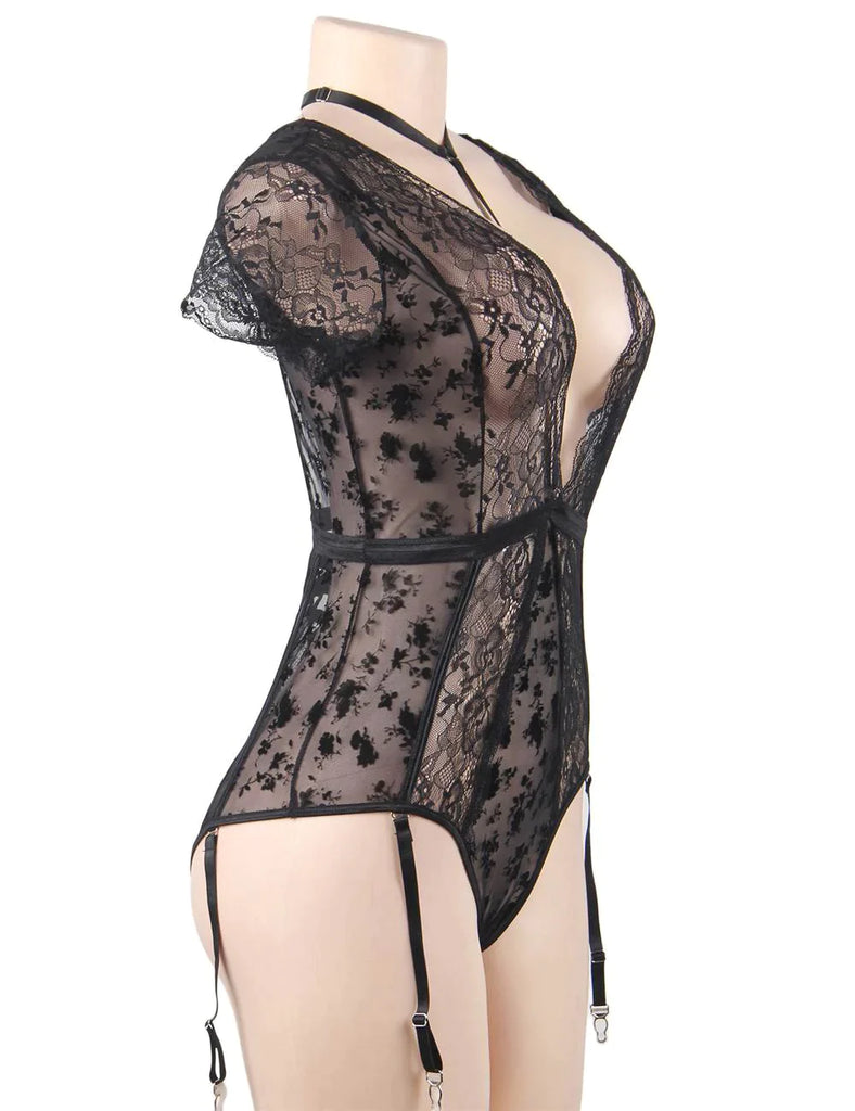 Lingerie Egypt Exquisite Lace Choker Neck Teddy