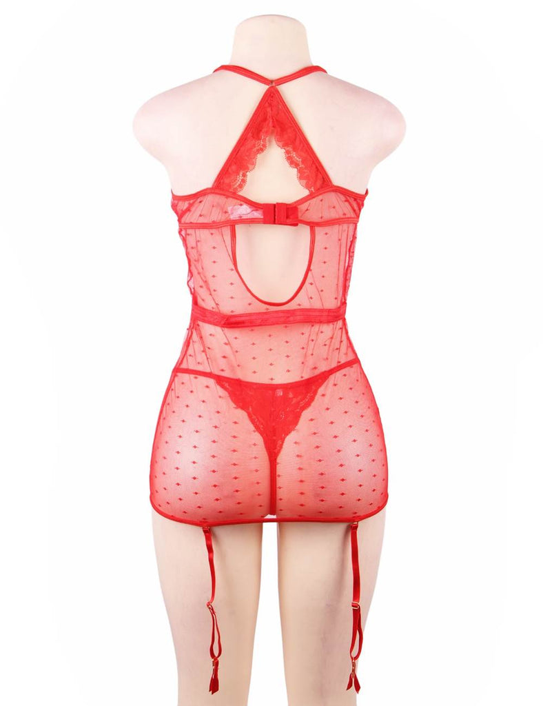 Black Delicate lace Stitching Babydoll With Underwire