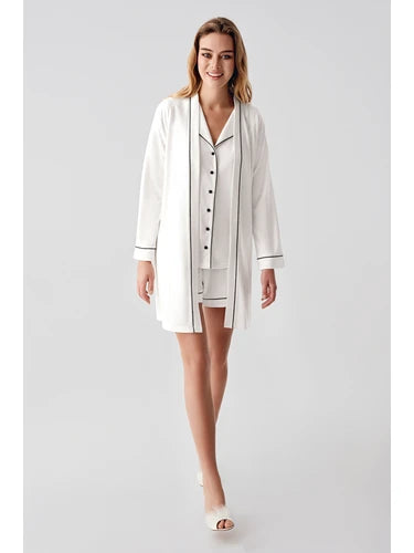 Perin Combed Cotton 4-Piece Nightgown Set