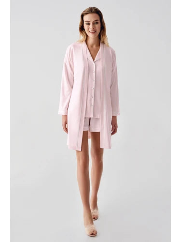Perin Combed Cotton 4-Piece Nightgown Set