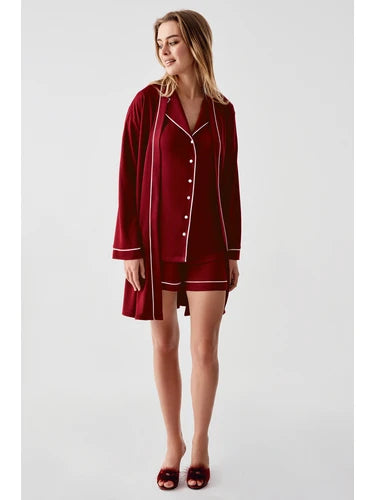 Perin Combed Cotton 4-Piece Nightgown Set
