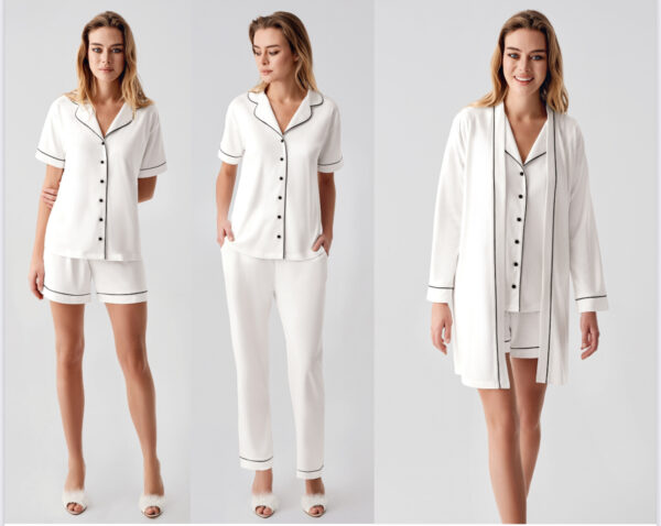 Perin Combed Cotton 4-Piece Nightgown Set