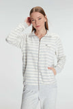 Women’s Cotton Long Sleeve Zippered Sweatshirt and Trouser Set Pajama Set