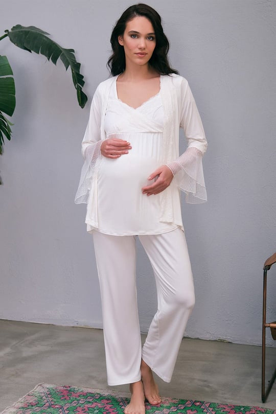 Anil Nursing Pajamas With Robe Plum