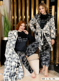 Women's 3-piece winter pajamas, patterned