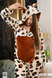 Women's soft velvet leopard jumpsuit