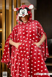 Soft velvet winter blanket poncho with heart pattern