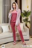 Elegant women's pajamas, 3 pieces: top, pants, and jacket
