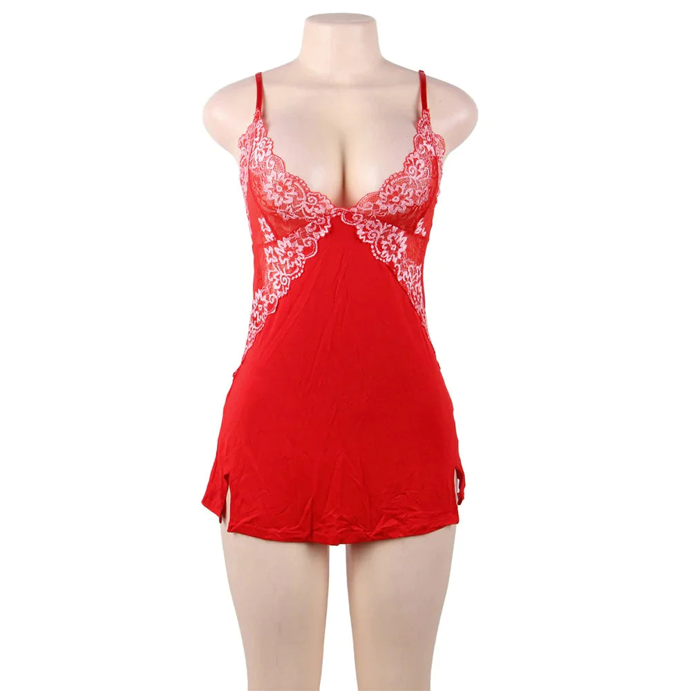 Lace Decoration Nightdress V-neck Modal Sleepwear Egypt with G String