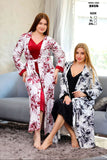 Plain winter velvet wonder dress and printed robe set