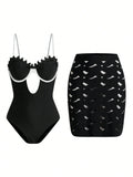 Swim Oasis Women Hollow Out Spaghetti Strap One-Piece Swimsuit