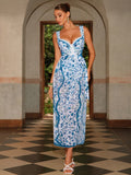 Swim Oasis Women’s Summer Vacation Chic Romantic Chinoiserie Jewelry Print One-Piece