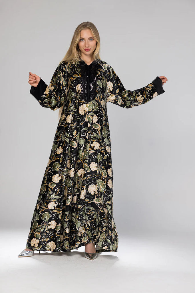 WILD FLOWERS HOODED GALABEYA