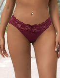 High Quality Burgundy Sexy Floral Lace Panty