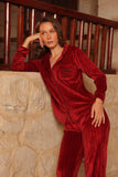 Women’s Ribbed Velvet Pajama Set