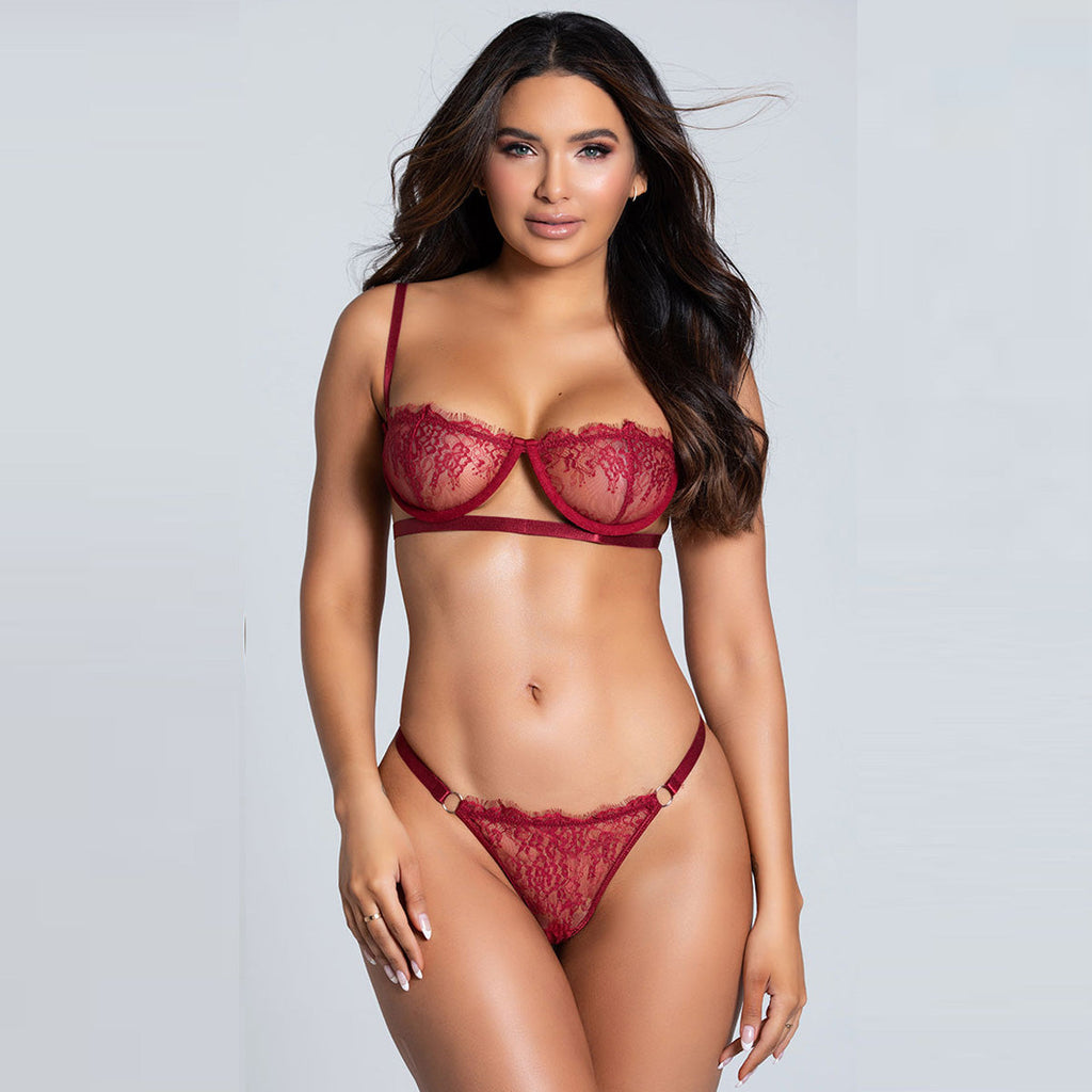 Custom High Quality Beautiful Lingerie Lace Bra Set Egypt With Steel ring