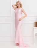 Red Backless Formal Evening Dress With Golden Strap