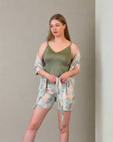 3-piece pajama set for a T-shirt, shorts, or a short robe