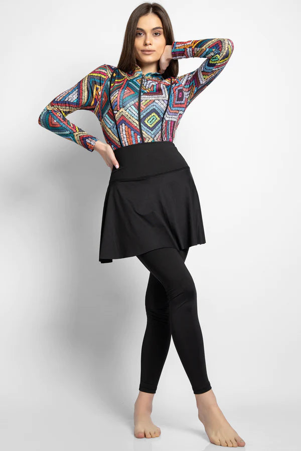 4PACK FULL BODY BURKINI ONE PIECE SWIMSUIT WITH BEACH SKIRT AND PANTS AND SWIM CAP