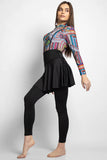4PACK FULL BODY BURKINI ONE PIECE SWIMSUIT WITH BEACH SKIRT AND PANTS AND SWIM CAP