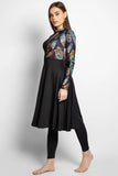 4PACK FULL BODY BURKINI ONE PIECE SWIMSUIT WITH BEACH SKIRT AND PANTS AND SWIM CAP