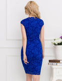 New Red & Blue Backless Formal Evening Dress With Golden Strap