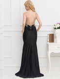 Red Backless Formal Evening Dress With Golden Strap