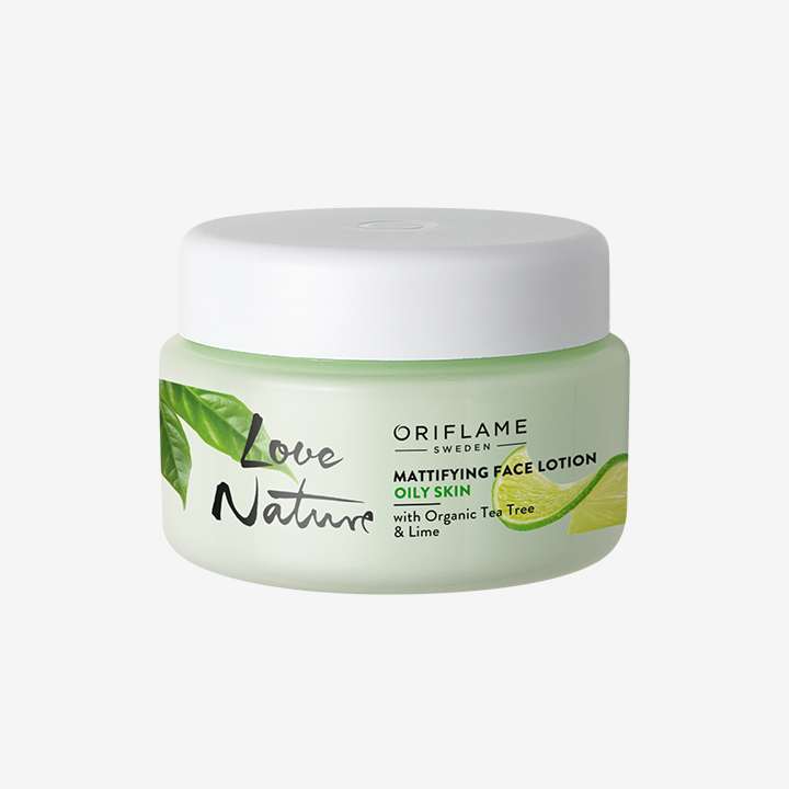 Mattifying face lotion with organic tea tree extract and lemon