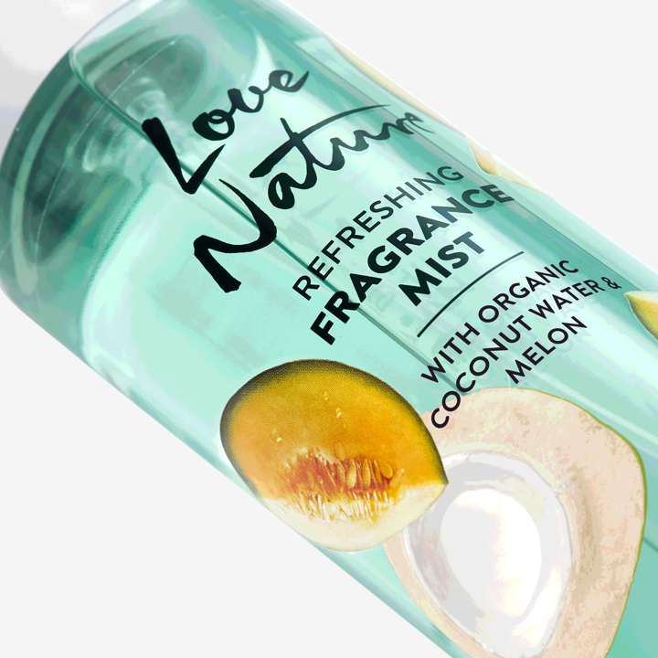 Love Nature mist spray with coconut water and organic cantaloupe extracts