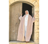 Shawl collar beige linen kaftan