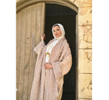 Shawl collar beige linen kaftan
