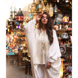 Off white high low kaftan blouse