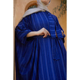 Blue striped satin kaftan
