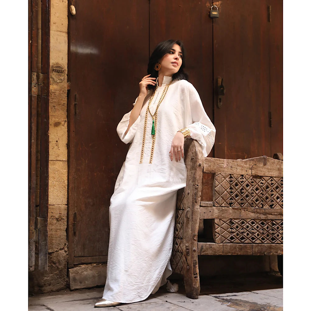 Gold mirrors embroidered kaftan