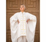 High neck Arabic calligraphy kaftan cardigan