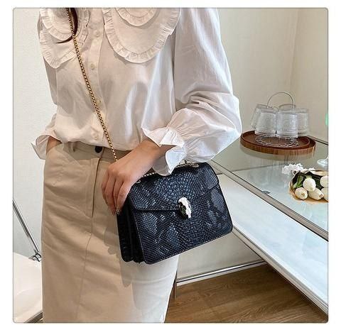 Snake pattern luxury square chain bag