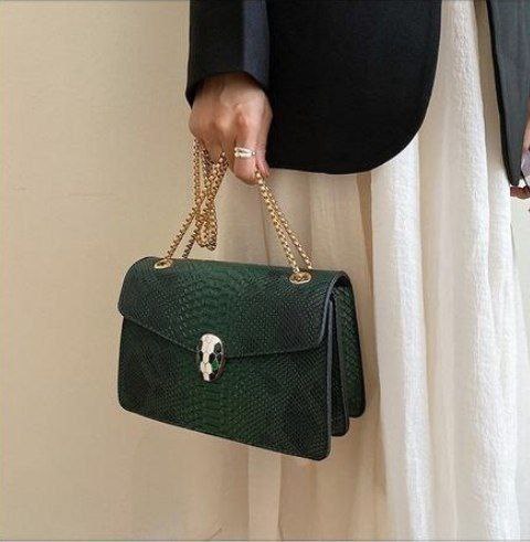 Snake pattern luxury square chain bag
