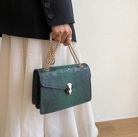 Snake pattern luxury square chain bag