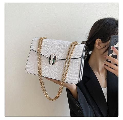 Snake pattern luxury square chain bag