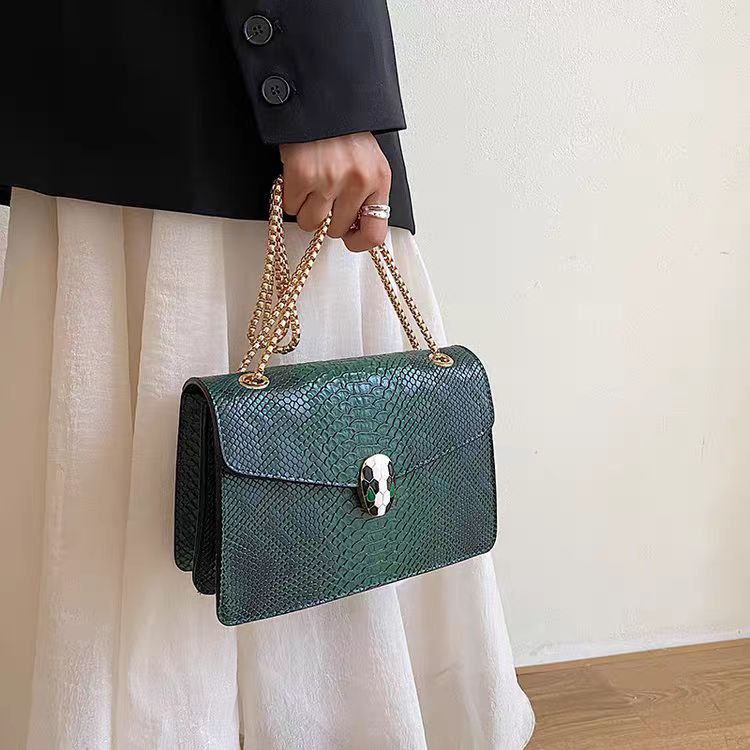 Snake pattern luxury square chain bag