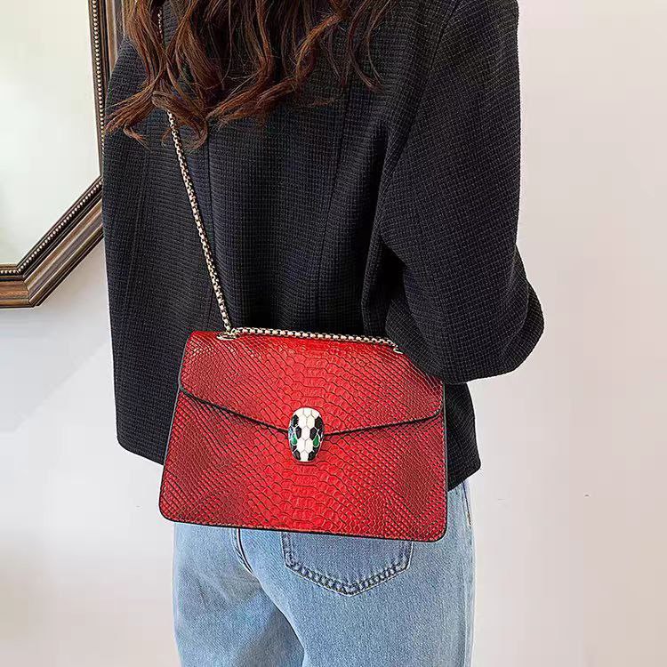 Snake pattern luxury square chain bag